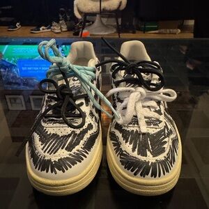 Marni Black and White Athletic Shoes with Graphic Print